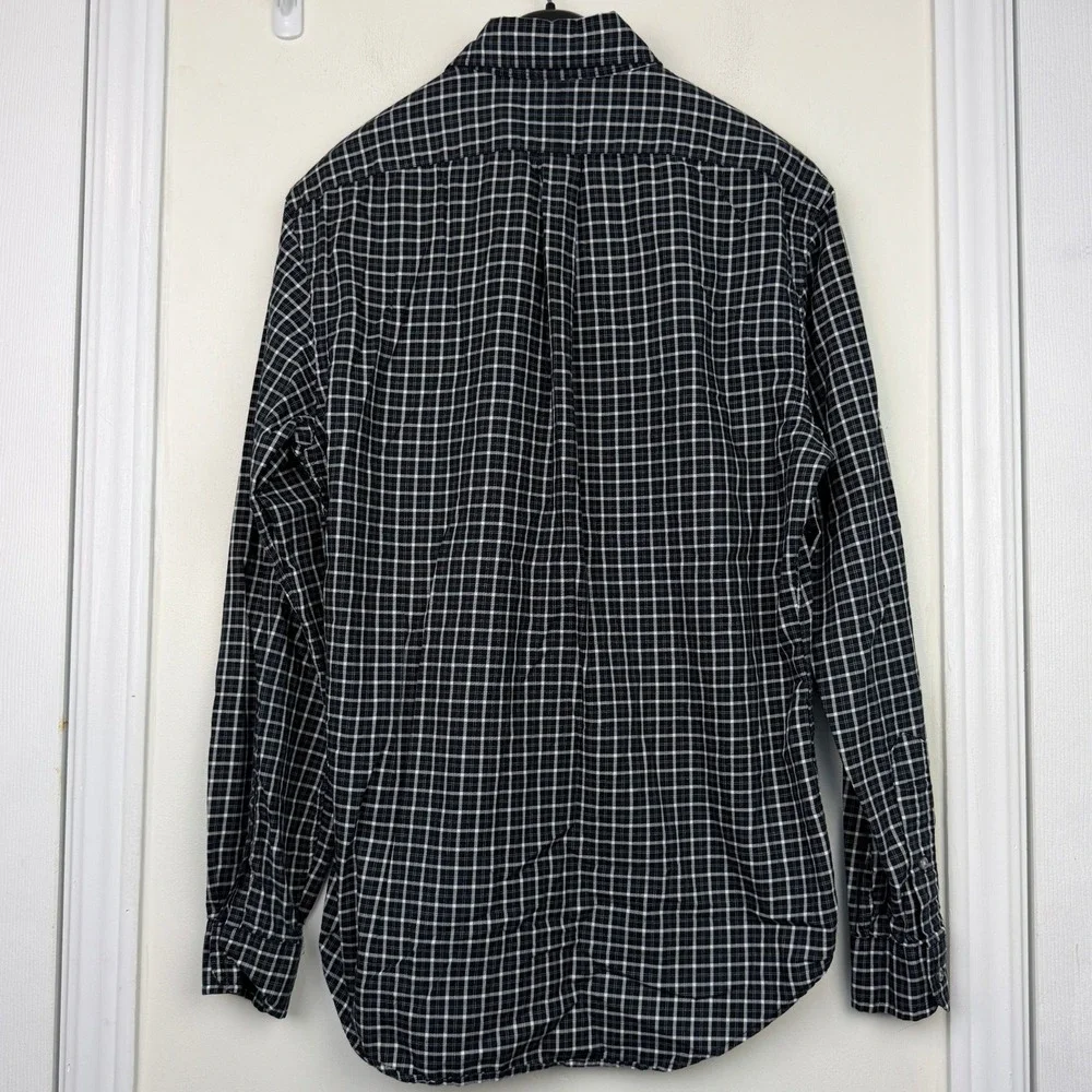 Polo Ralph Lauren Mens Medium Cotton Long Sleeve Button Down Shirt Black White